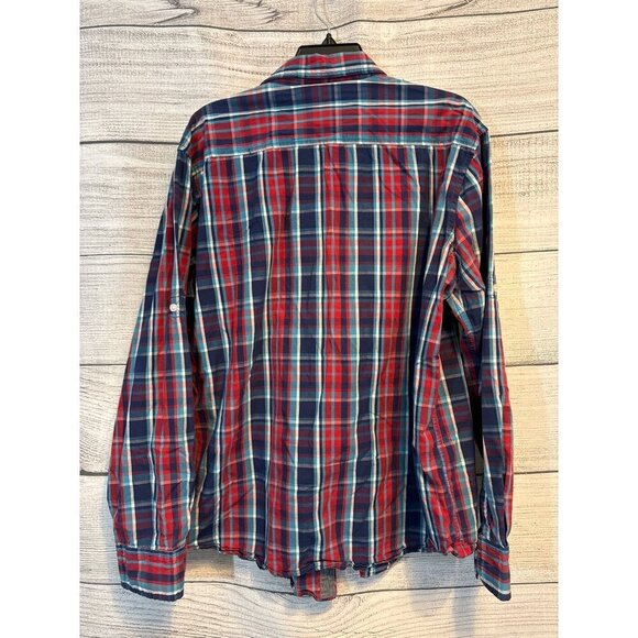 PD&C Mens Plaid Button-Down Long Sleeve Shirt Size L - Picture 3 of 3